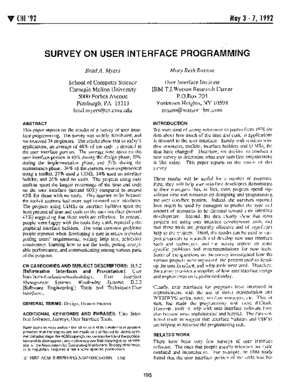 (PDF) User interface programming survey
