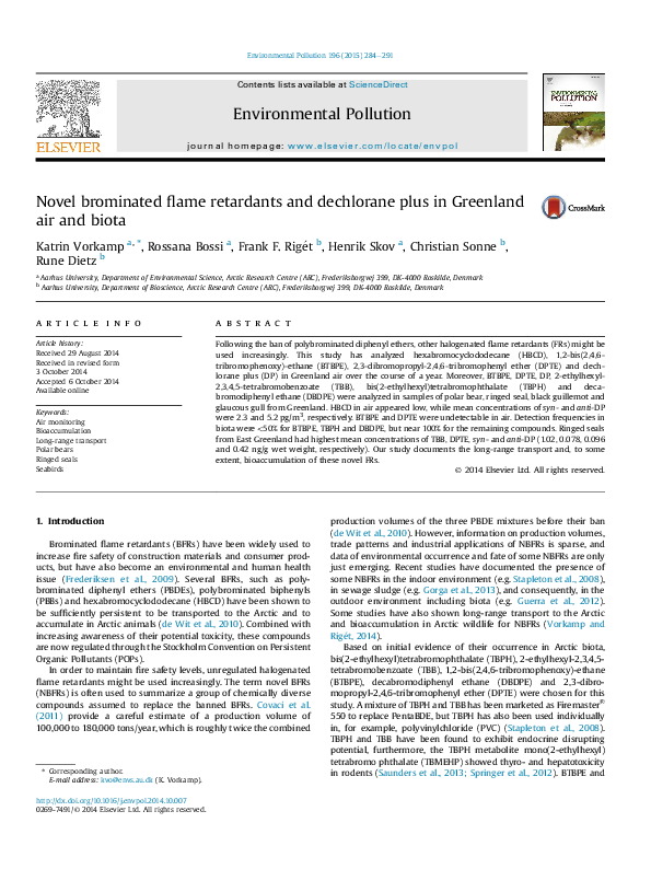 (PDF) Novel brominated flame retardants and dechlorane plus in ...