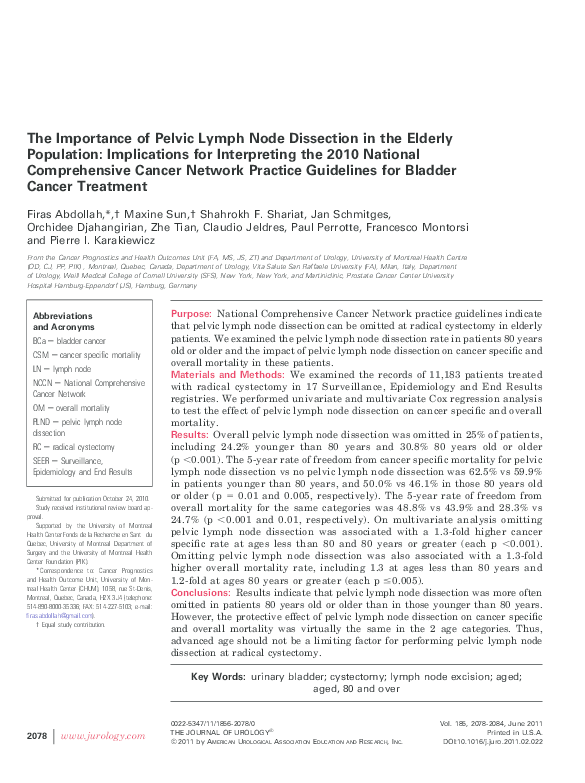 (PDF) The importance of pelvic lymph node dissection in the elderly ...