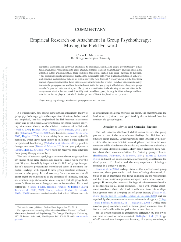 (PDF) Empirical research on attachment in group psychotherapy moving