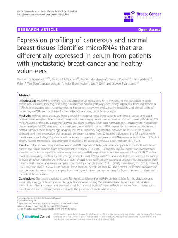 (PDF) Expression profiling of cancerous and normal breast tissues ...