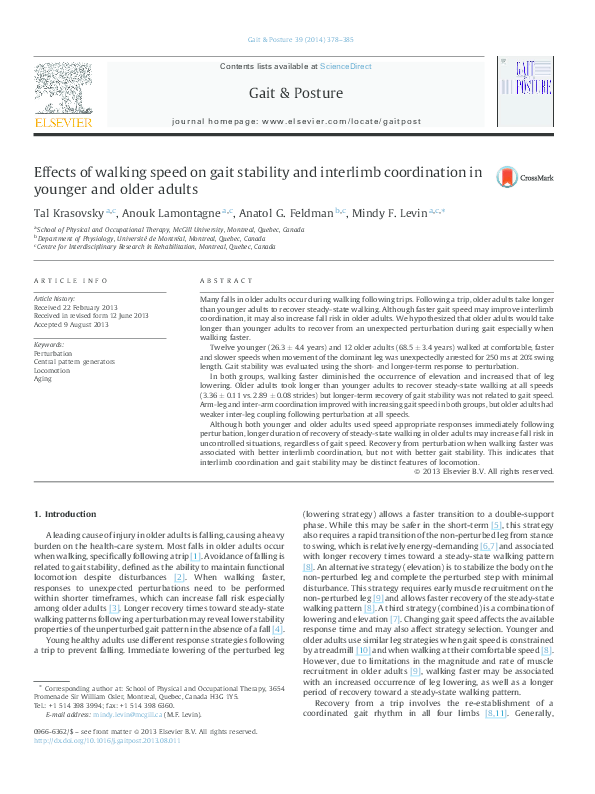 (PDF) Effects of walking speed on gait stability and interlimb ...