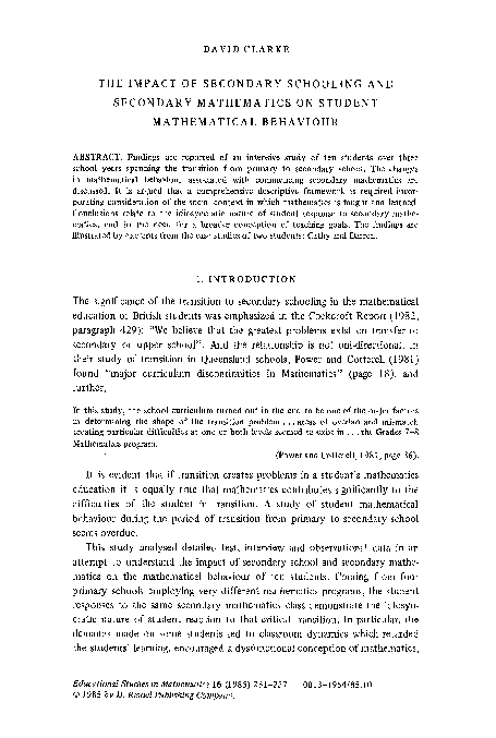 (PDF) The impact of secondary schooling and secondary mathematics on ...