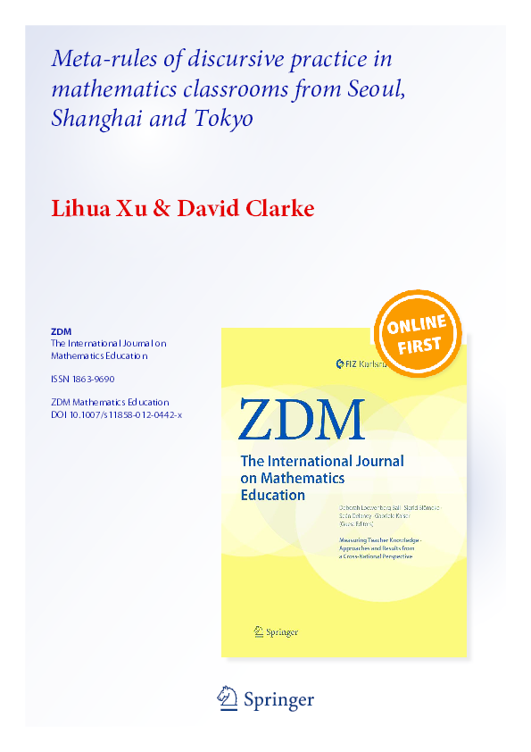 (PDF) Meta-rules of discursive practice in mathematics classrooms from ...