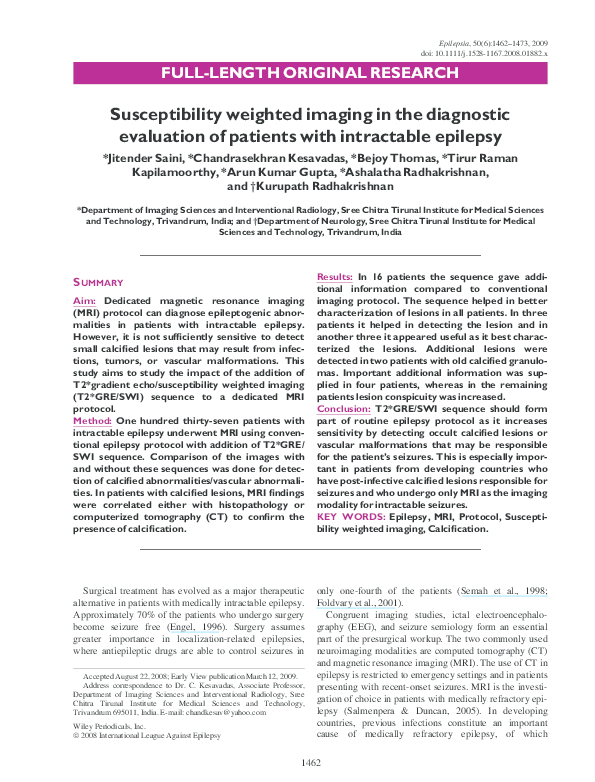 (PDF) Susceptibility weighted imaging in the diagnostic evaluation of ...