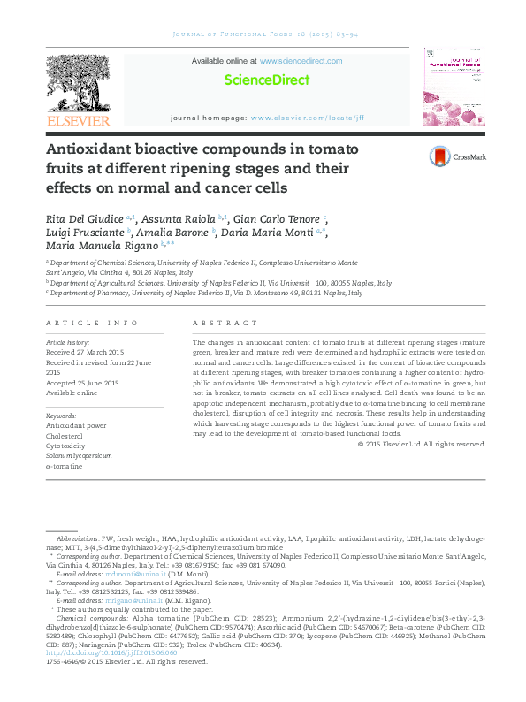 (PDF) Antioxidant bioactive compounds in tomato fruits at different ...