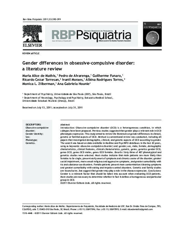 (PDF) Gender differences in obsessive-compulsive disorder: a literature ...