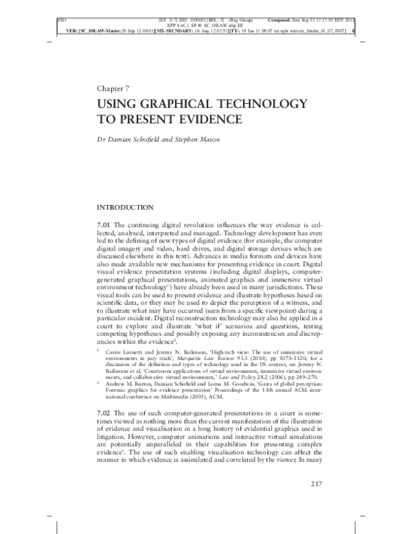 (PDF) Using Graphical Technology to Present Evidence Damian Schofield