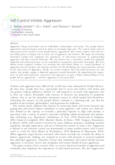 (PDF) Self Control Inhibits Aggression