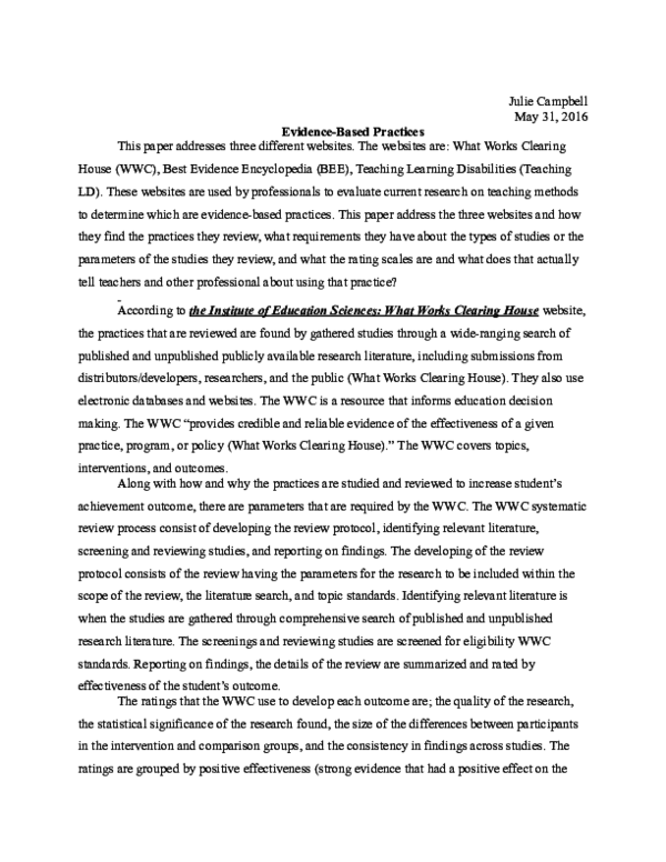 (DOC) Evidence Based Practices