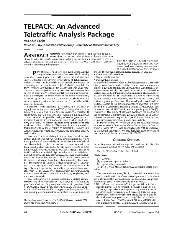 (PDF) TELPACK: An advanced teletraffic analysis package