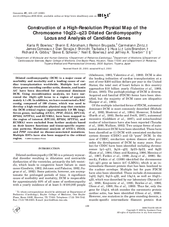(PDF) Construction of a High-Resolution Physical Map of the Chromosome ...