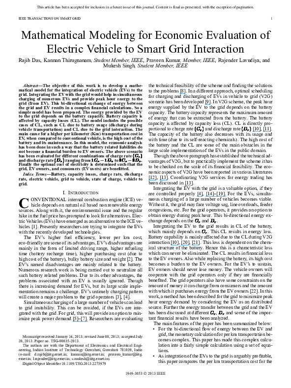 (PDF) Mathematical Modeling for Economic Evaluation of Electric Vehicle ...