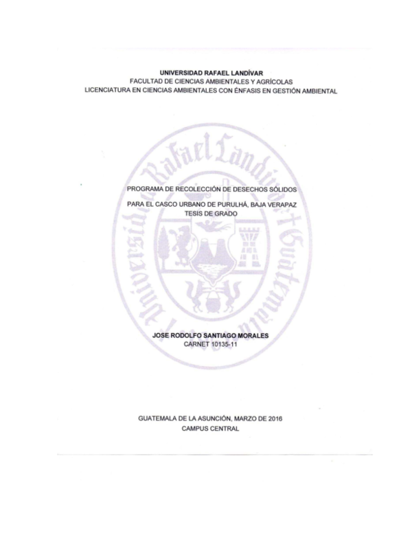 (PDF) SOLID WASTE RECOLLECTION PROGRAM FOR THE URBAN TOWN CENTER OF ...