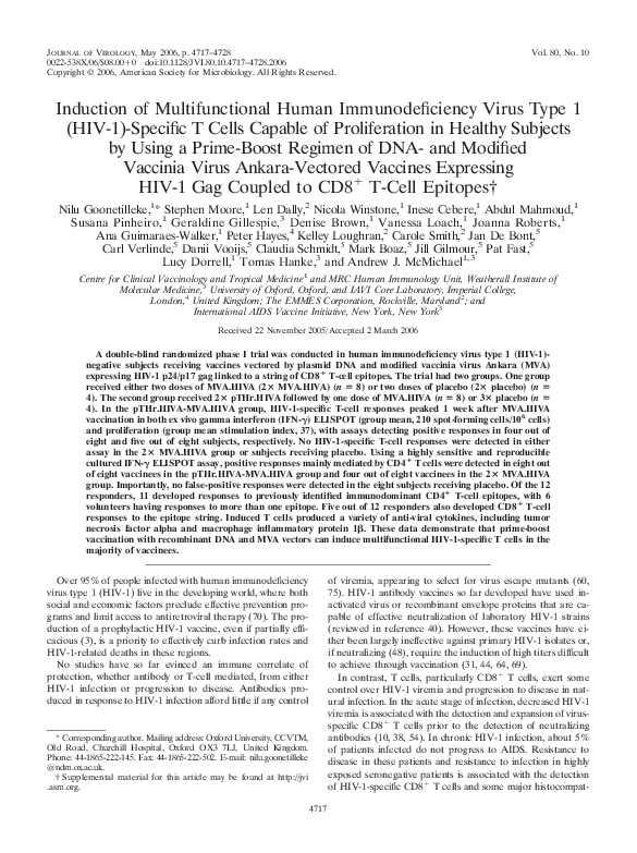 (PDF) Induction of multifunctional human immunodeficiency virus type 1 ...