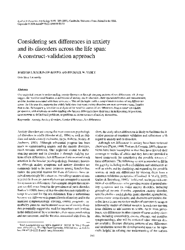 (PDF) Considering sex differences in anxiety and its disorders across ...