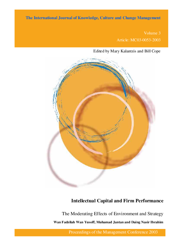 (PDF) Intellectual Capital and Firm Performance The Moderating Effects ...