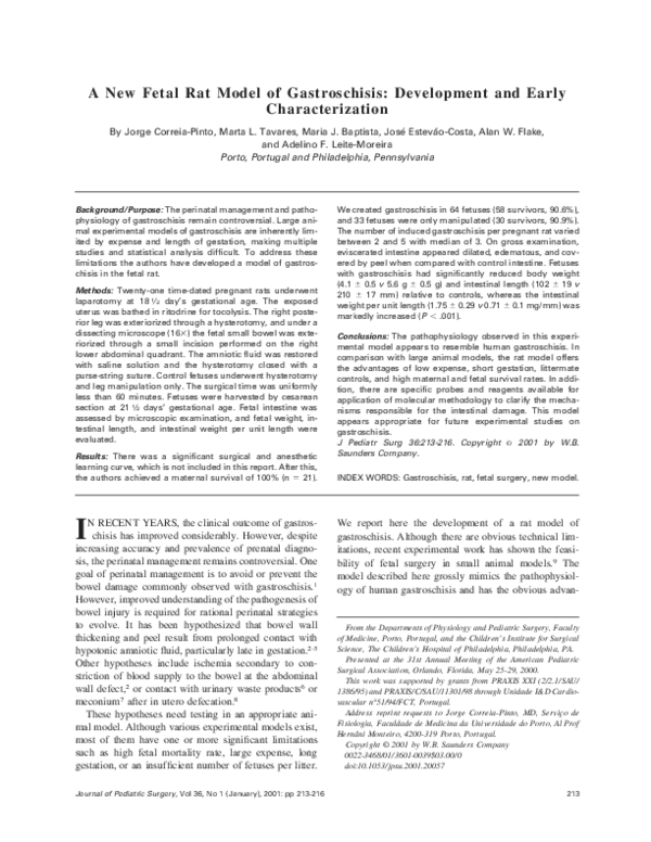 (PDF) A new fetal rat model of gastroschisis: Development and early ...