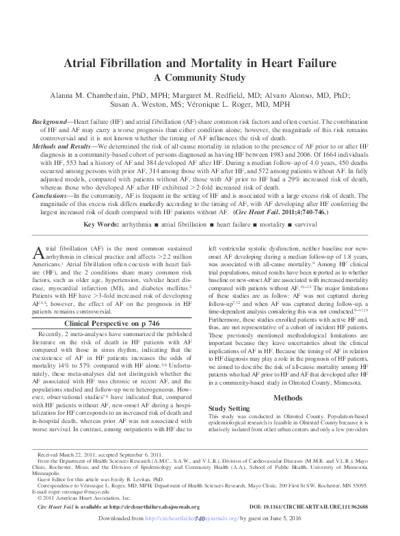 (PDF) Atrial Fibrillation and Mortality in Heart FailureClinical ...