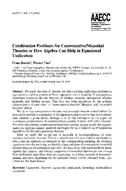 (PDF) Combination problems for commutative/monoidal theories or how ...