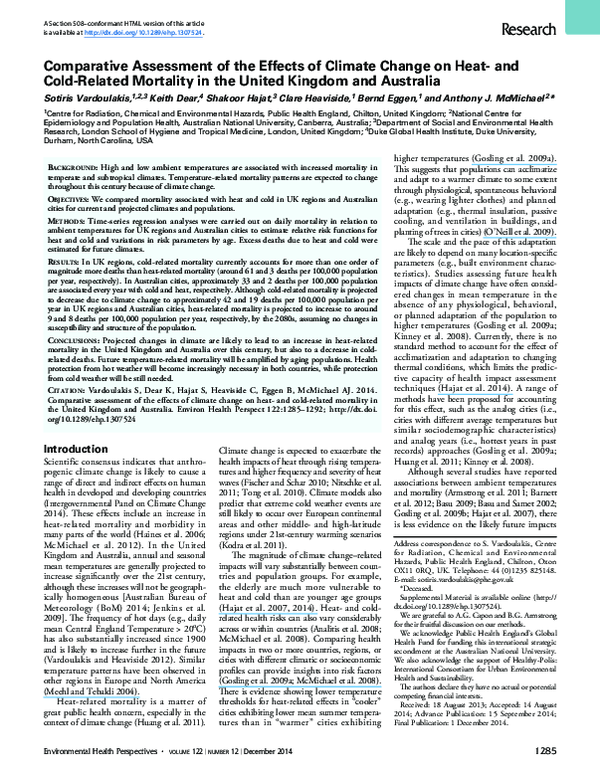 (PDF) Comparative Assessment of the Effects of Climate Change on Heat ...