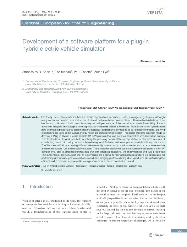 Development of a software platform for a plug-in hybrid electric ...