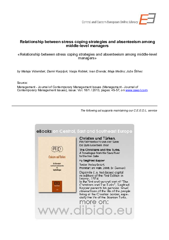 (PDF) Relationship between stress coping strategies and absenteeism ...