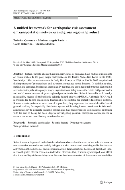 (PDF) A unified framework for earthquake risk assessment of ...