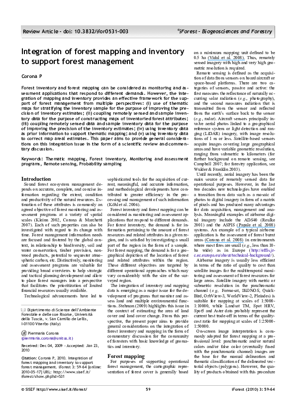 (PDF) Integration of forest mapping and inventory to support forest ...