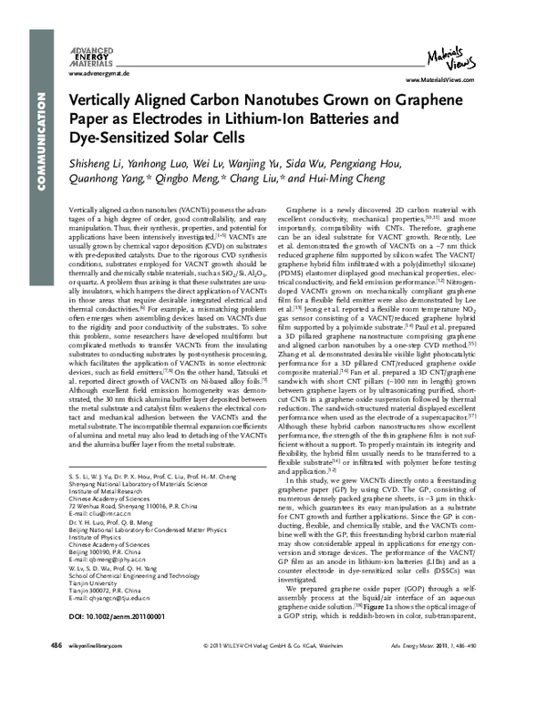 (PDF) Vertically aligned carbon nanotubes grown on geometrically ...