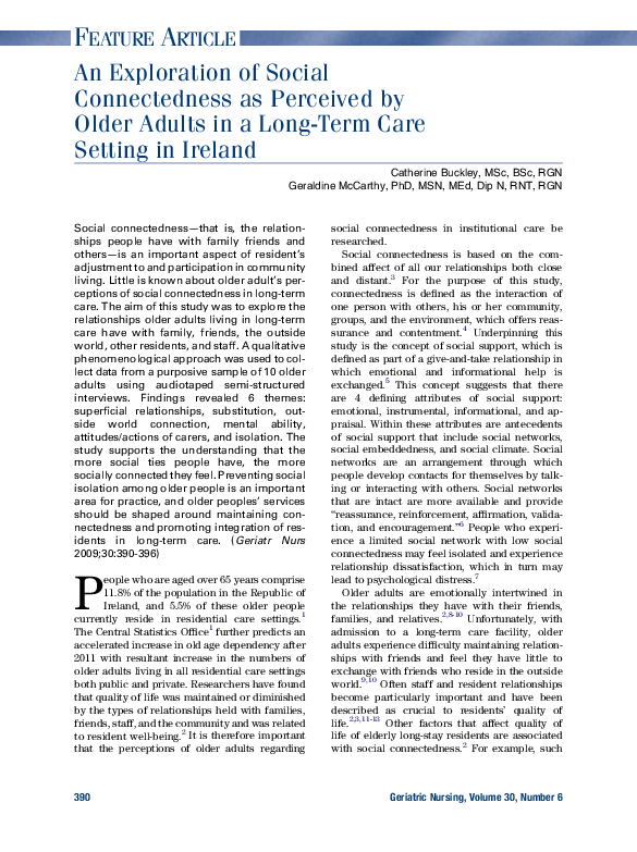(PDF) An Exploration of Social Connectedness as Perceived by Older ...