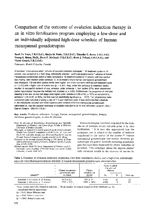 (PDF) Comparison of the outcome of ovulation induction therapy in an in ...