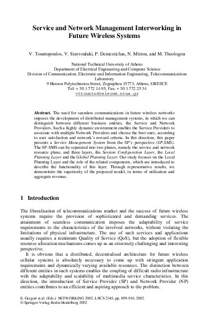 (PDF) Service and Network Management Interworking in Future Wireless ...