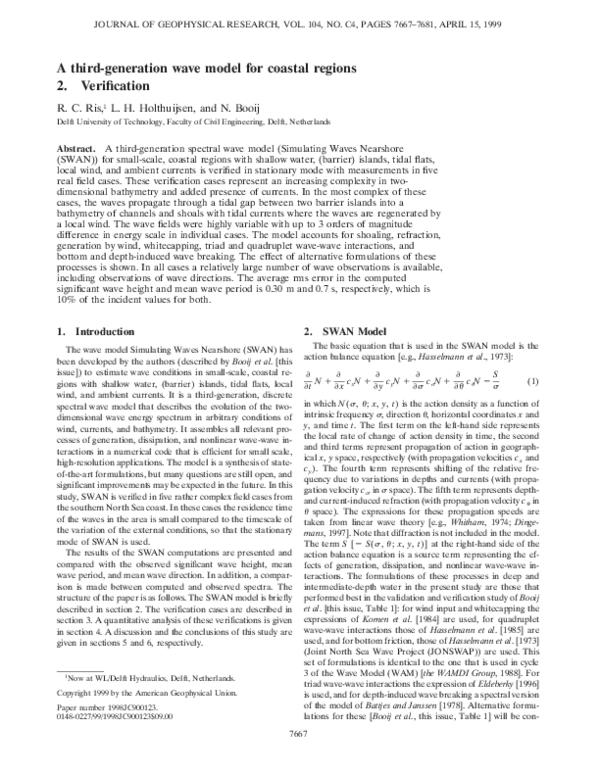 (PDF) A third-generation wave model for coastal regions, Part I, Model ...