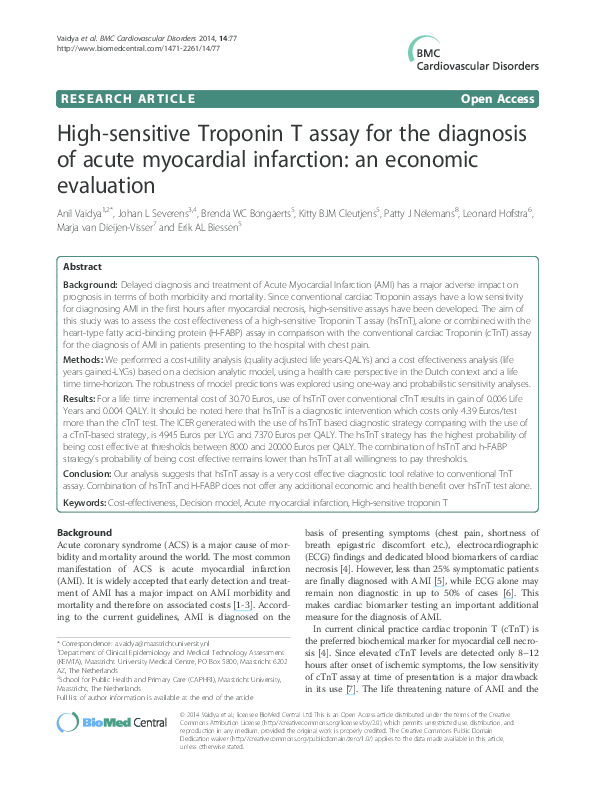 (PDF) High-sensitive Troponin T assay for the diagnosis of acute ...