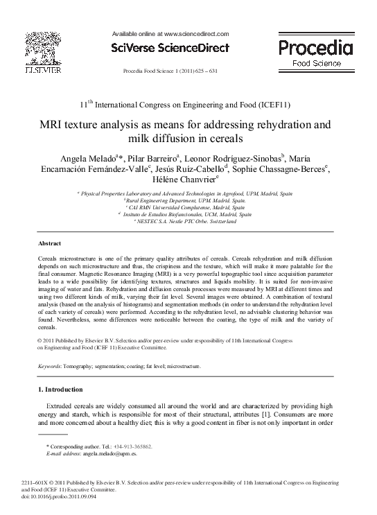 (PDF) MRI texture analysis as means for addressing rehydration and milk ...