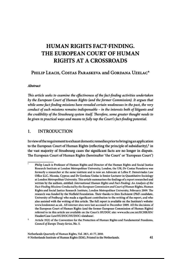 (PDF) Leach, P., & Paraskeva, C., & Uzelac, G., “Human Rights Fact ...