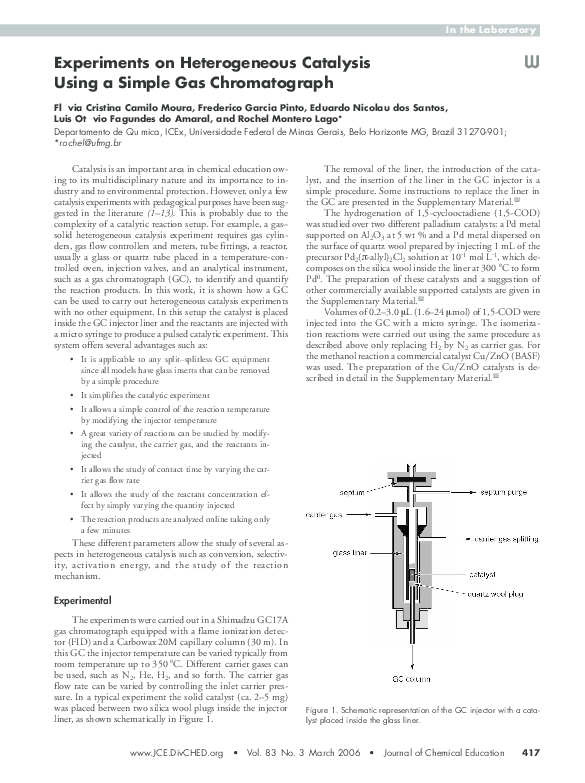 (PDF) Experiments on Heterogeneous Catalysis Using a Simple Gas