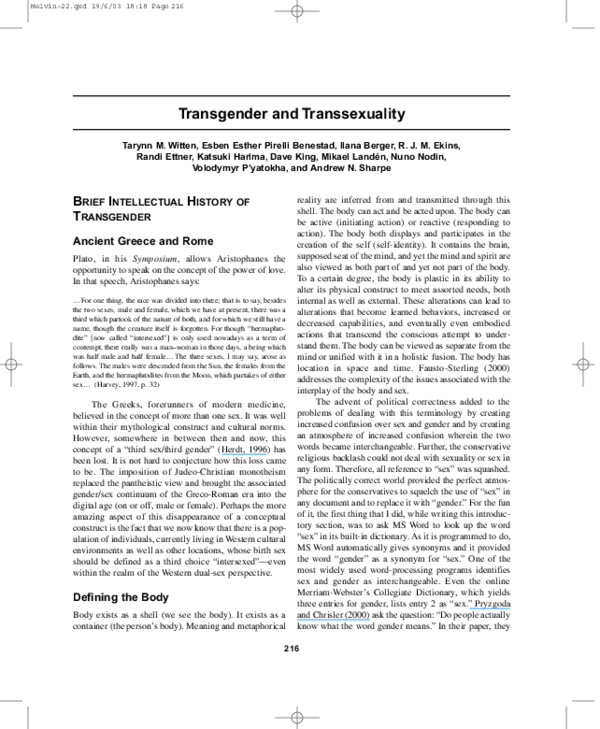 (PDF) Transgender and transsexuality