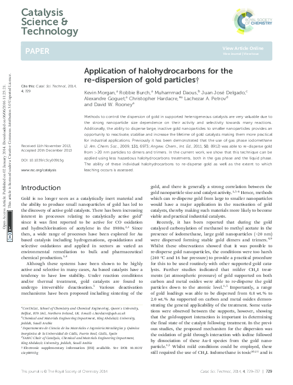 (PDF) Application of halohydrocarbons for the re-dispersion of gold ...