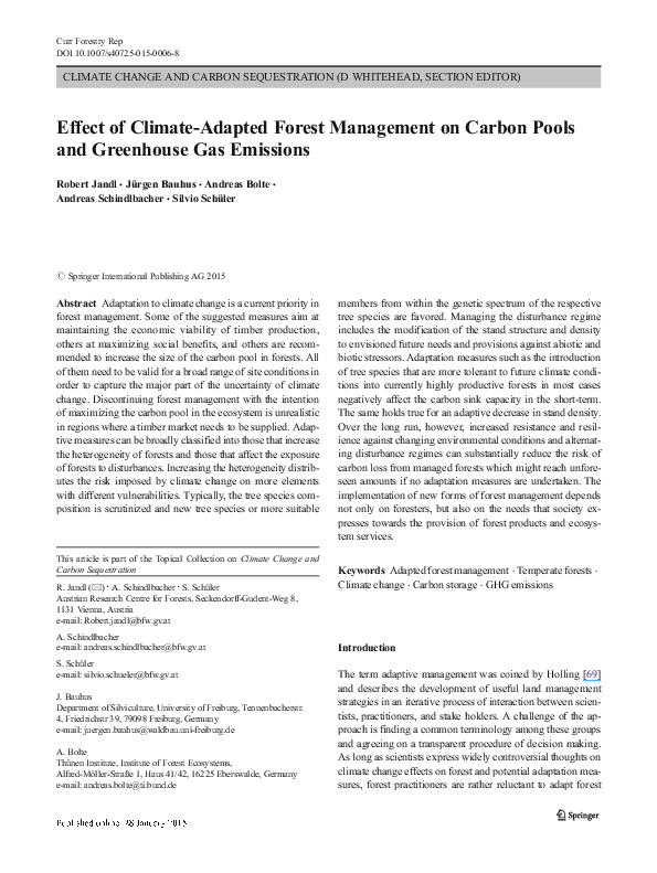 (PDF) Effect of Climate-Adapted Forest Management on Carbon Pools and ...