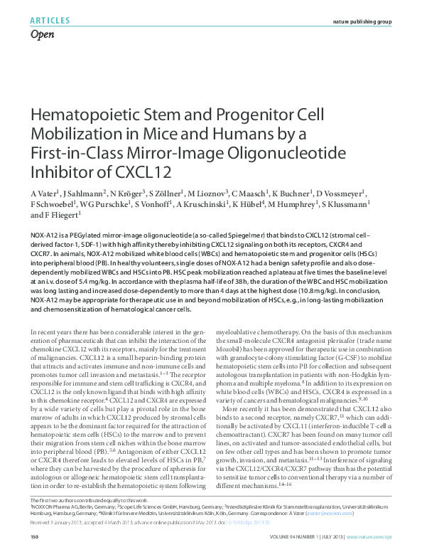 (PDF) Hematopoietic stem and progenitor cell mobilization in mice and ...