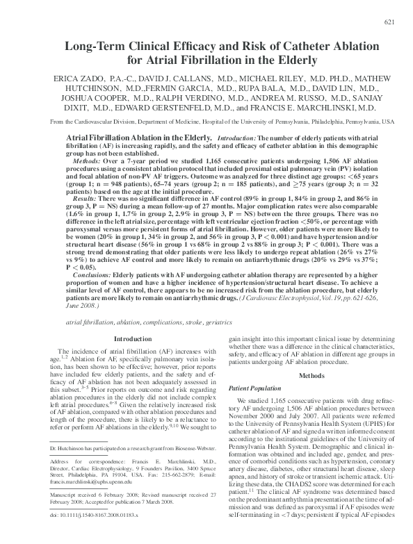 (PDF) Long-Term Clinical Efficacy and Risk of Catheter Ablation for ...