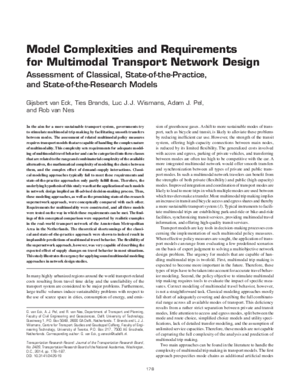 (PDF) Model Complexities and Requirements for Multimodal Transport ...
