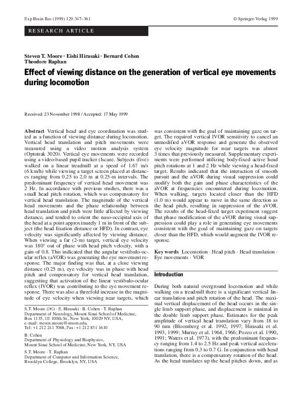 (PDF) Effect of viewing distance on the generation of vertical eye ...