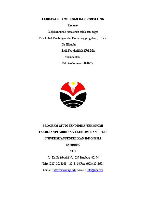 Doc Landasan Bimbingan Dan Konseling Billi Arifauzan Academia Edu