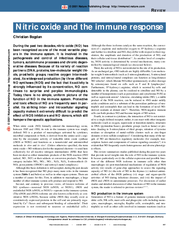 (PDF) Nitric oxide and the immune response