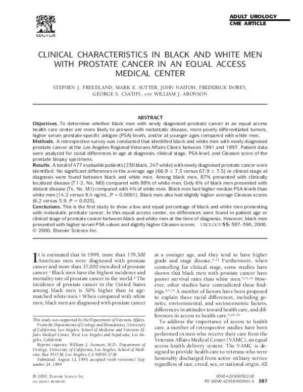 (PDF) Clinical characteristics in black and white men with prostate ...