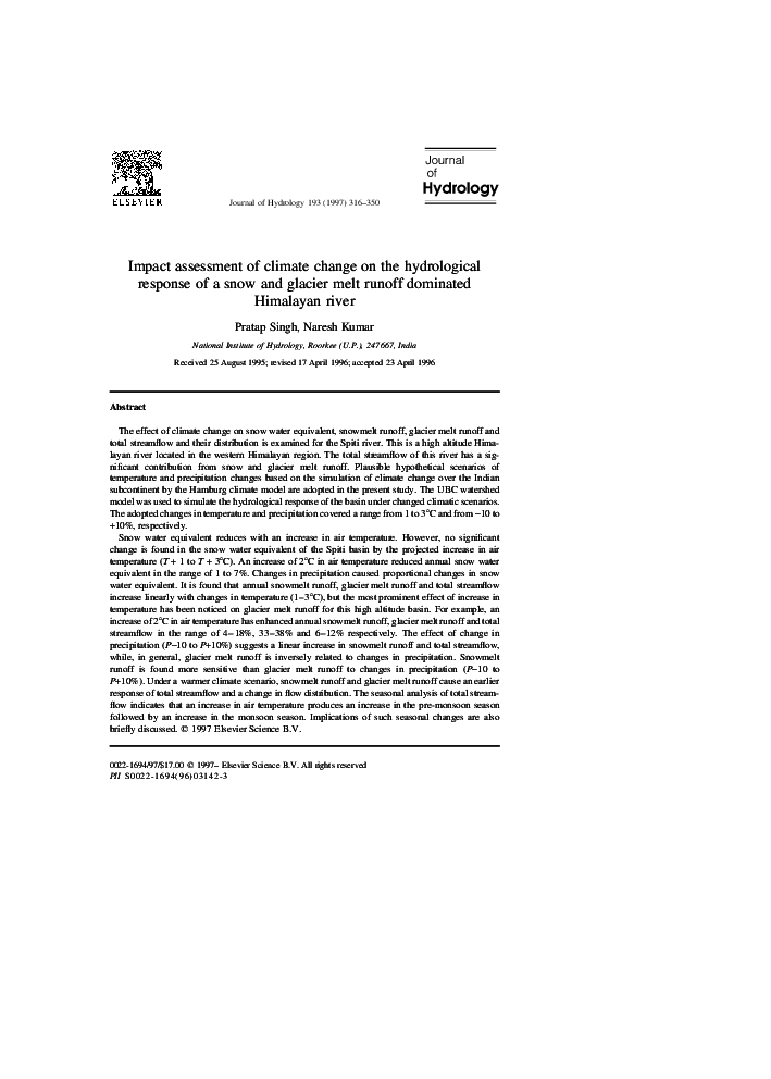 (PDF) Impact Assessment of Climate Change on the Hydrological Response ...
