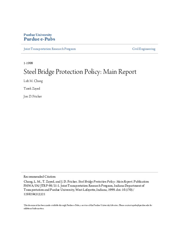 (PDF) Steel Bridge Protection Policy: Main Report